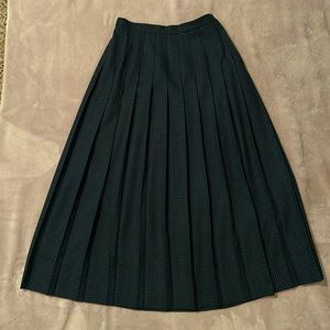 Vintage Green and Black Pleated Plaid Skirt